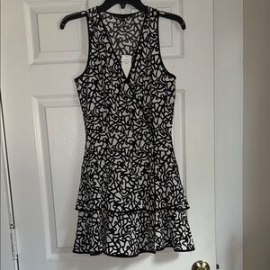 Banana Republic Black and White Fit and Flare Cocktail Dress